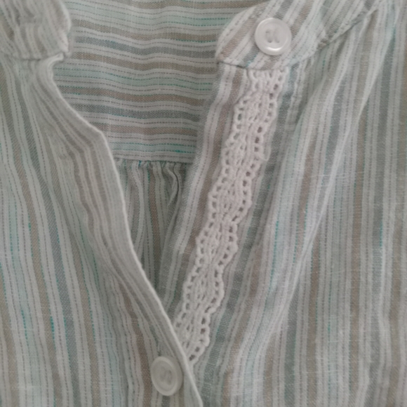 Lane Bryant Striped Crochet Linen Blend  Shirt Top 14/16 - Picture 5 of 6